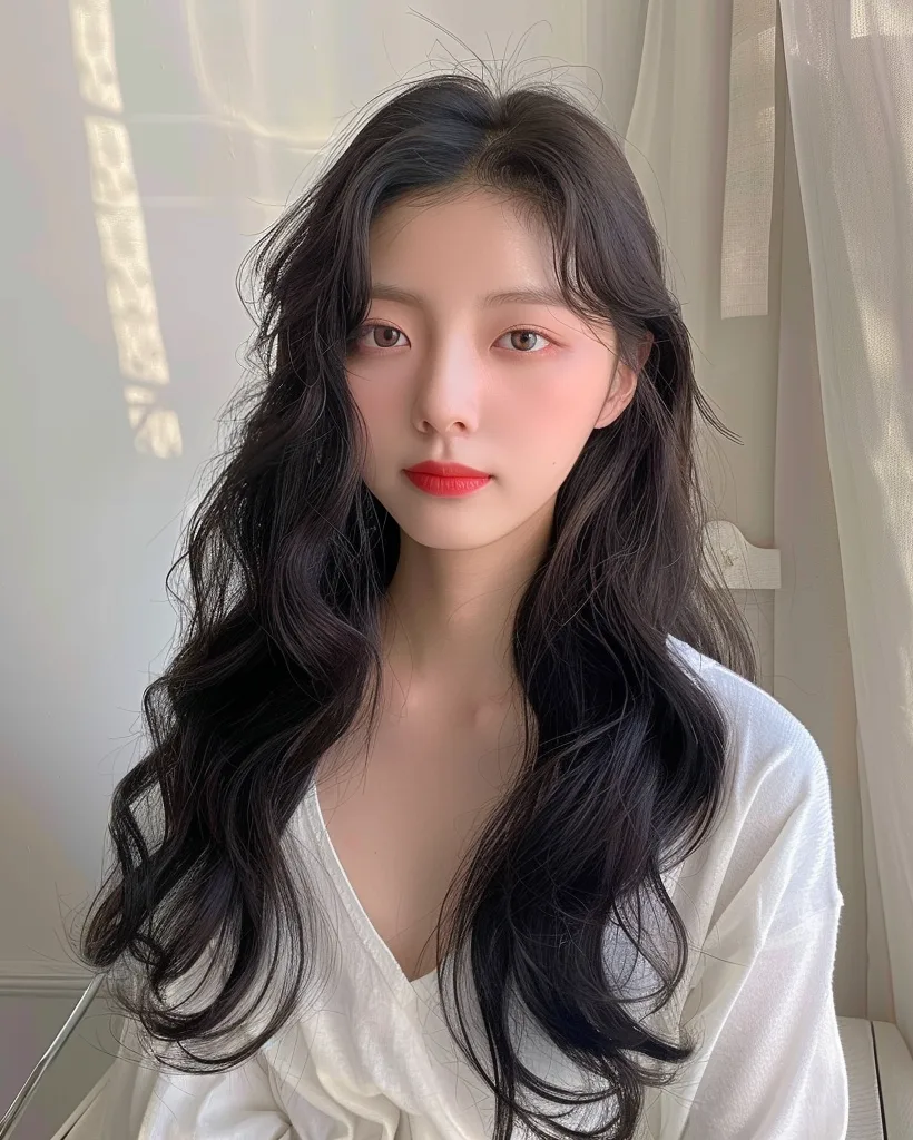 韩式发型 - 优雅直长发，AVA发型沙龙首尔