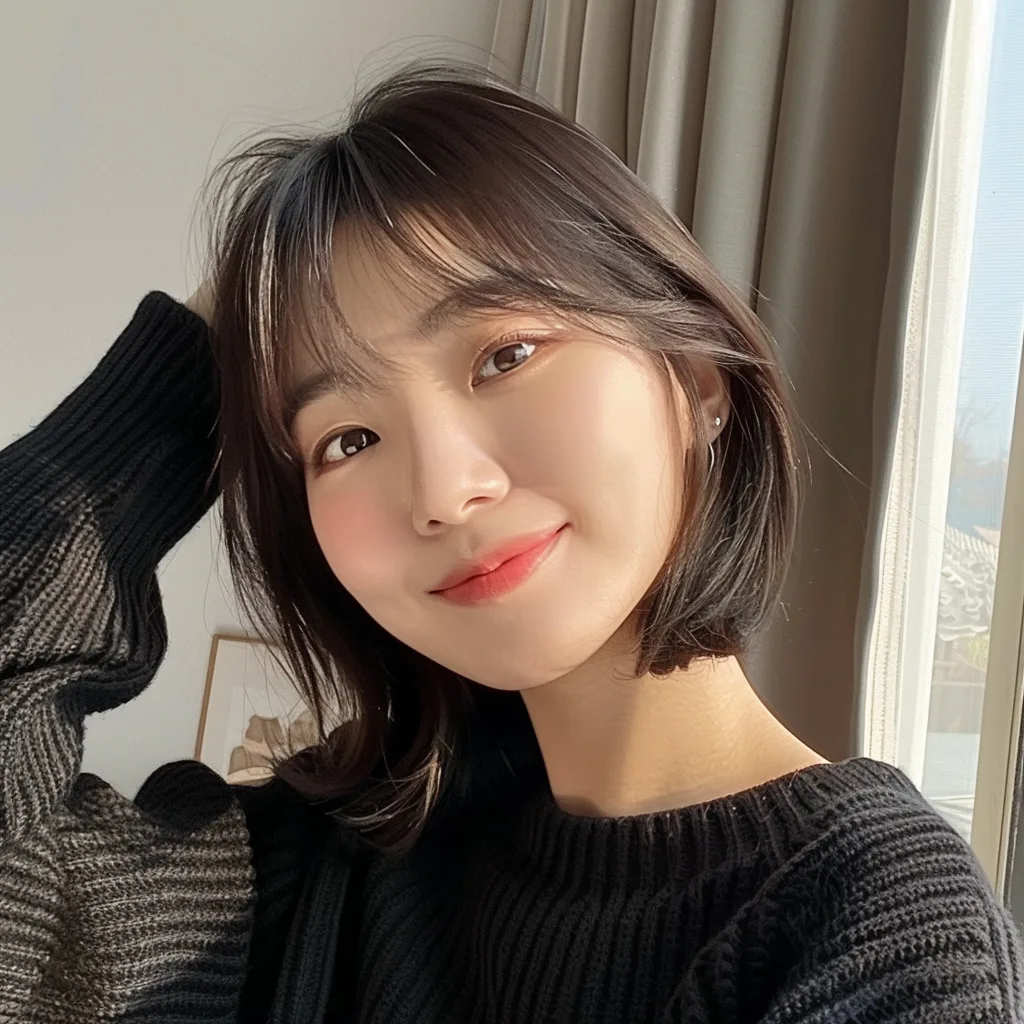 韩式发型 - 长波浪深色发，AVA发型沙龙首尔