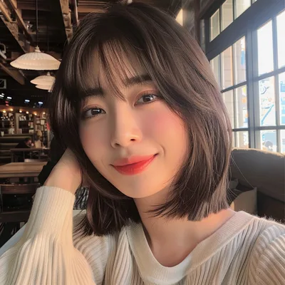 韩式发型 - 短层次鲍勃，AVA发型沙龙首尔